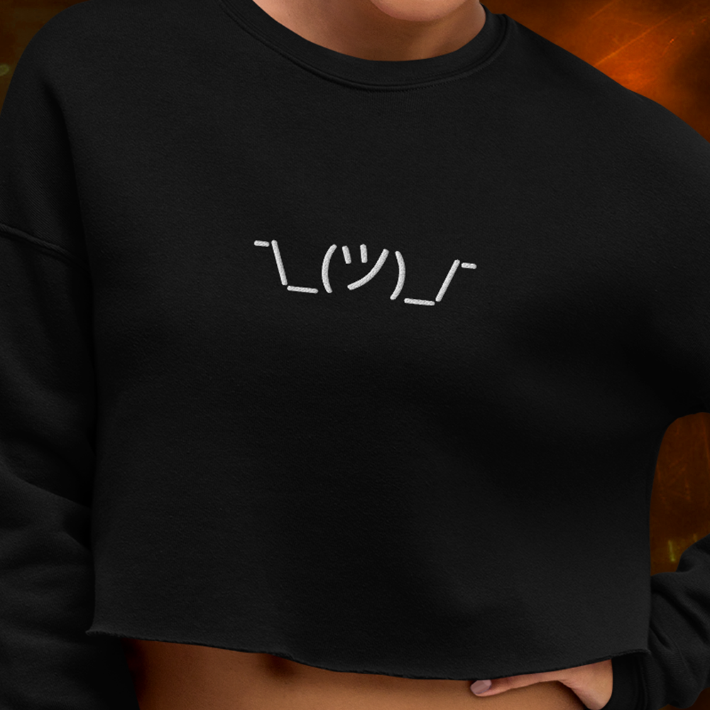 EMOTICON WITH WRIST LOGO EMBROIDERED WOMEN'S CROPPED SWEATSHIRT
